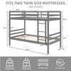 Twin over Twin Bunk Bed with Ladder,Wooden Bunk Bed with High Guardrail,No Box Spring Needed,White - 4 of 4