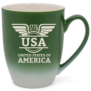 100 North United States of America 10 Ounce Green and White Two Toned Ombre, Comfortably Fits Your Hands, Ceramic Tea Coffee Cup Mug, USA United - 1 of 1