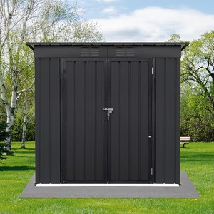 Gulches Metal garden sheds 4ftx6ft outdoor storage sheds ,Tool Shed with All-Weather Design, black - 1 of 4