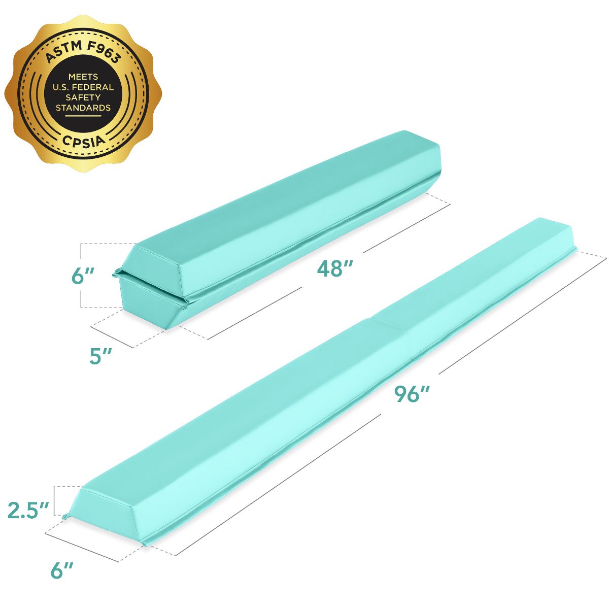 Best Choice Products 8ft Folding Floor Balance Beam 2-Panel for Gymnastics Practice, Exercise Purple - thumbnail 7