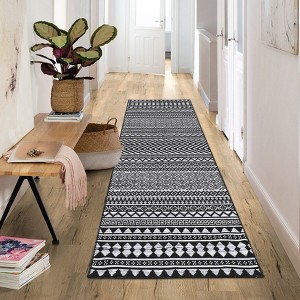 Geometric Rug for Living Room Washable Area Rugs, Non-Slip Bathroom Stain Resistant Floor Carpet - 1 of 4