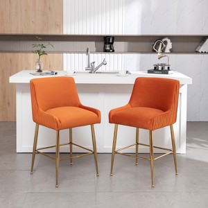 SEYNAR Modern Velvet 37'' H Metal Leg Counter or Bar Stools Set of 2 - 1 of 4