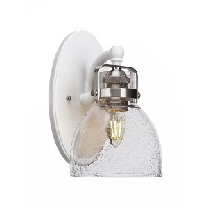 Toltec Lighting Easton 1 - Light Sconce in  White/Brushed Nickel with 6" Clear Bubble Shade - 1 of 1
