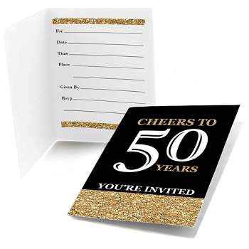 Big Dot of Happiness Adult 50th Birthday - Gold - Fill-In Birthday Party Invitations (8 count)