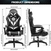 Hoffree Upholstered Massage Gaming Chair Ergonomic Office PC Chair with Bluetooth Speaker & RGB Light - 3 of 4