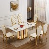 70 Inch Modern Marble Dining Table, Rectangular Dining Table with Faux Marble Top and Stainless Steel Base,Large Marble Kitchen Table-Koiai - 3 of 4