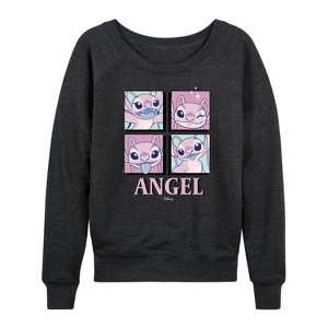 Women's - Disney - Lilo & Stitch Lightweight French Terry Wide Neck Long Sleeve Shirt - 1 of 4