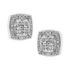 Haus of Brilliance Silver 1/4 cttw Round Cut Diamond Square Shape Milgrain Stud Earrings - 2 of 4