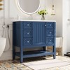 TOBILI 36" Bathroom Vanity with Sink, One Cabinet and Three Drawers, Solid Wood and MDF Board, Blue - 3 of 4