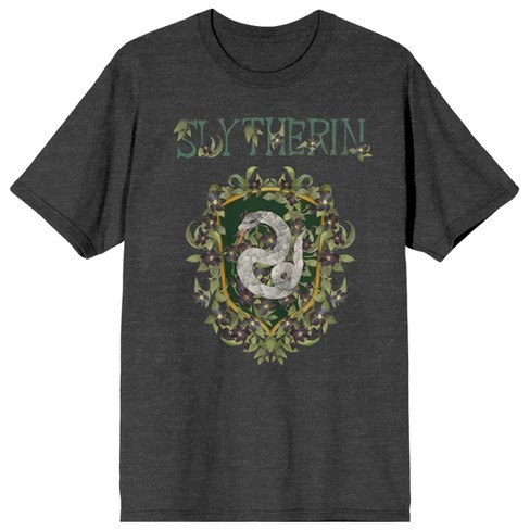 Harry Potter Slytherin Magical Moments Crest Women's Charcoal Heather Short Sleeve Crew Neck Tee - image 1 of 3