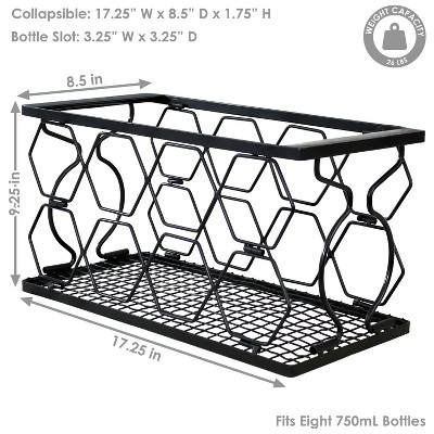 Black Metal Collapsible 8-Bottle Tabletop Wine Rack