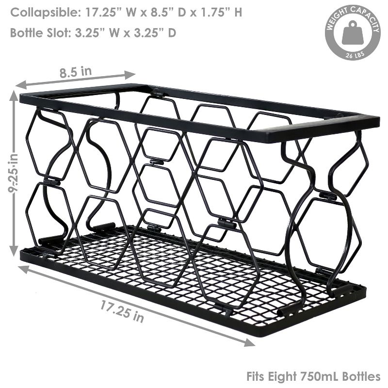 Sunnydaze Indoor Metal Collapsible Tabletop Wine Rack for the Kitchen or Bar - Black, 4 of 9
