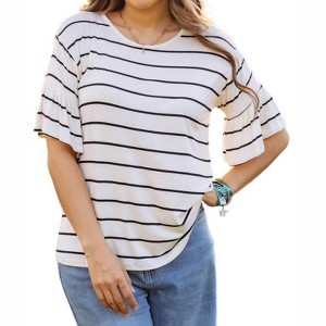 Women's French Terry Round-Neck Top - ADORA - 1 of 2