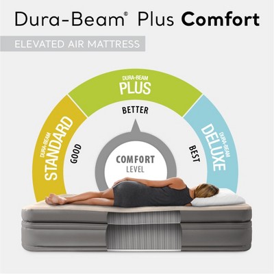 Twin Gray PVC Elevated Air Mattress with Built-In Pump
