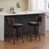 CAVINAS PU Leather Swivel Bar Stools Set of 2,Counter Stools with Walnut Back and Bentwood Legs,Kitchen Chairs for Kitchen Island,Home Pub - 4 of 4
