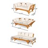 DSVIMOY Outdoor Patio Daybed Sofa, 3-Seat Sofa with Foldable Arm 4 Back Pillow, Removable Cushion, Beige, 65.5"*30.5"*27" - 3 of 4