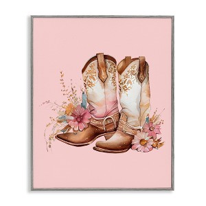Stupell Industries Floral Pink Cowgirl Boots, 24" x 30" - 1 of 4