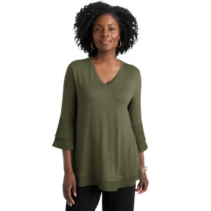 Jessica London Women's Plus Size Ruffle Layered Sleeve Top - 1 of 4