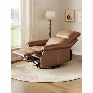 Manual Recliner Chair, 360° Swivel Rocker Glider Recliner with Padded Armrests, Modern PU Leather Upholstered Reclining Chair - 1 of 4