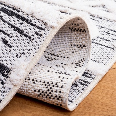 Augustine Black and Ivory Synthetic Flat Woven 8' x 10' Area Rug