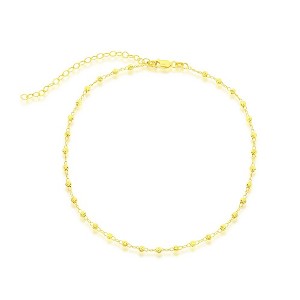 Bella Silver Sterling Silver Moon Cut Bead Choker - Gold Plated - Gold - 12+3 Inch - 1 of 3