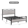 King Bed Frame, Metal Platform Bed Frame with Rustic Wood Headboard and Footboard - 2 of 4