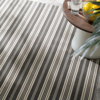 Grey and Ivory Stripe Handwoven Synthetic 4' x 6' Area Rug