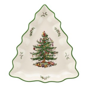 Portmeirion Christmas Tree 10-inch Tree-Shaped Dish - Porcelain Holiday Serveware, Festive Dish, Christmas Tableware, Dishwasher & Microwave Safe - 1 of 4