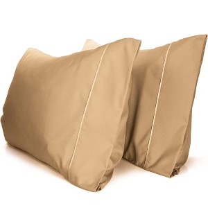 LuxClub 2 PC Performance Microfiber Solid Pillowcase Set - 1 of 3