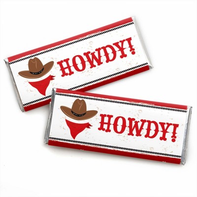 Big Dot of Happiness Western Hoedown - Candy Bar Wrapper Wild West Cowboy Party Favors - Set of 24