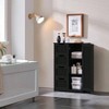 Wooden Bathroom Floor Storage Cabinet with 4 Drawers and 1 Cupboard Freestanding Entryway Organizer Home Decor Black - 2 of 4