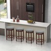 Costway Set of 2 Upholstered Swivel Round Bar Stools 26'' Wooden Pub Kitchen Chairs Gray - 4 of 4