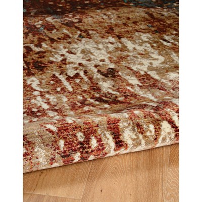 Forest Beige & Green Washable Rectangular Synthetic Rug