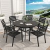 Gulches Outdoor Round Patio Dining Table for 6-7, All Weather Metal with Umbrella Hole, Black, 52.95"x52.95"x28.35" - 3 of 4
