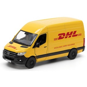 KiNSMART - Mercedes-Benz Sprinter DHL Edition Cargo Van, 1:48 O Scale Die Cast Metal Model Toy Van, Pull-back Action - 1 of 4