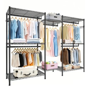 Yukimo 74"H Rolling Clothes Rack, Heavy Duty Adjustable Wire Shelving Garment Rack - 1 of 4