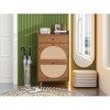 KTMBDW 2 Flip Drawers Shoe Storage Cabinet with 1 Drawer,Rattan Shoe Organizer with Wood Legs,Freestanding Narrow Shoe Rack Cabinet for Entryway - 3 of 4
