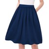 Vintage High-Waist Pleated Skirt - Women's A-Line Midi Skirt with Retro Flair Z-navy Blue Z-navy Blue - 2 of 4