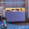 Dresser for Bedroom with LED Light & Charging Station, 6 Drawers Wooden Dressers - 4 of 4
