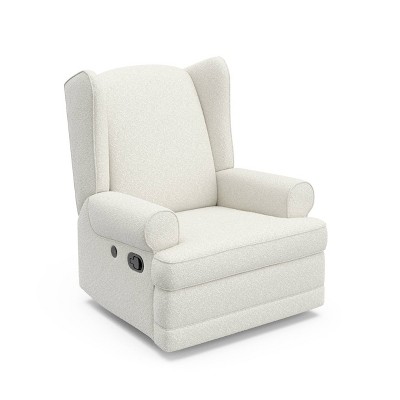 Storkcraft Serenity Wingback Side Lever Recliner and Swivel Glider with USB Charging Port - Ivory Boucle