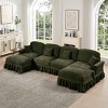 Mid-Century U-Shape Sectional Sofa with Ottomans, 4-Seat Sofa with Flared Arms and Removable Skirts, Chenille Couch with Cushion-Coolbibila - 2 of 4
