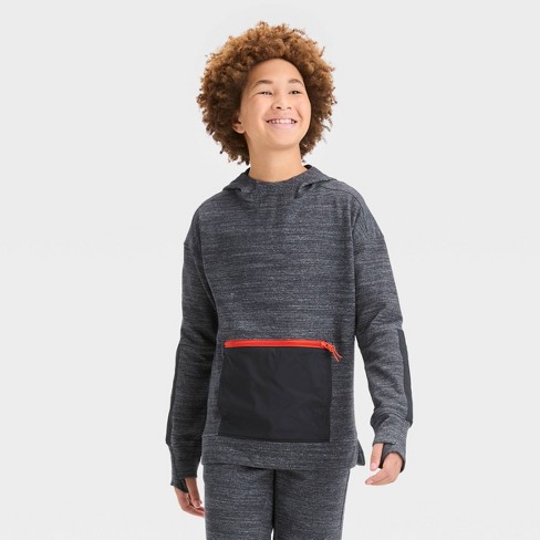 Boys' Fleece Hooded Sweatshirt - All In Motion™ Light Gray L : Target