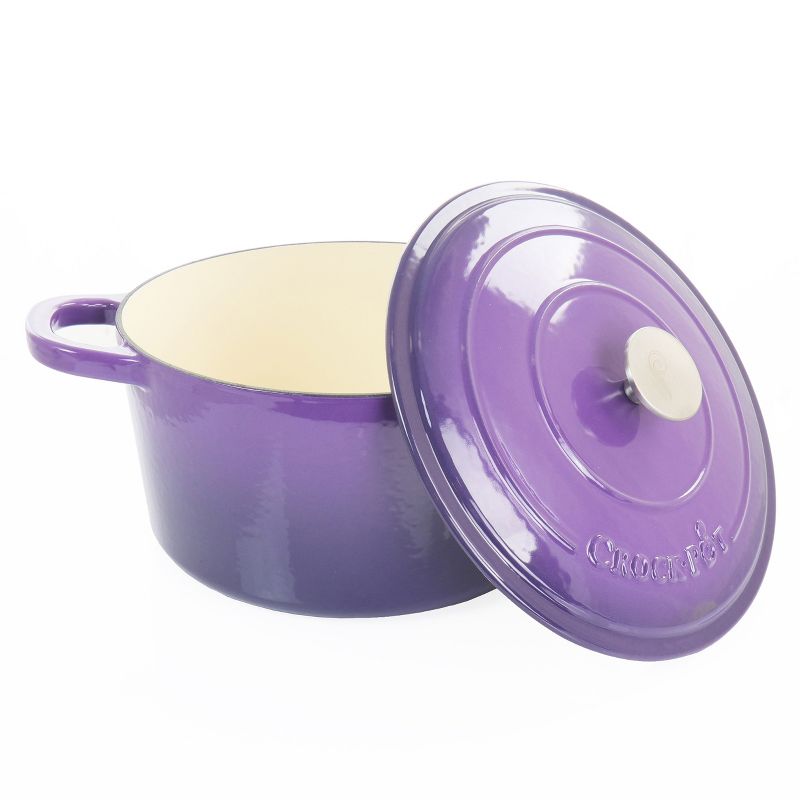 Crock-Pot Artisan 2 Piece 7 Quart Enameled Cast Iron Dutch Oven with Lid in Lavender, 1 of 11