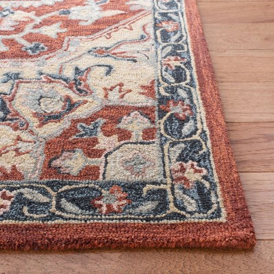 Heritage 6' Square Hand-Tufted Wool Area Rug in Red and Black