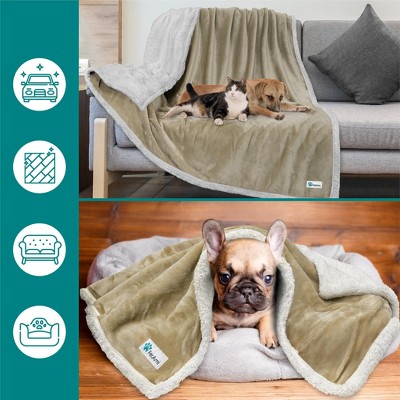 Taupe Waterproof Sherpa Fleece Medium Outdoor Pet Blanket