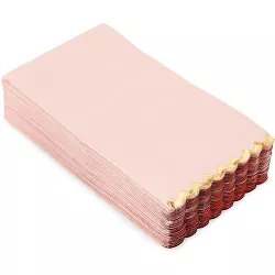 Sparkle and Bash 50 Pack Pink Paper Dinner Napkins with Gold Foil Scalloped Edges for Birthday Party, Wedding, 3-Ply, 4 x 8 In