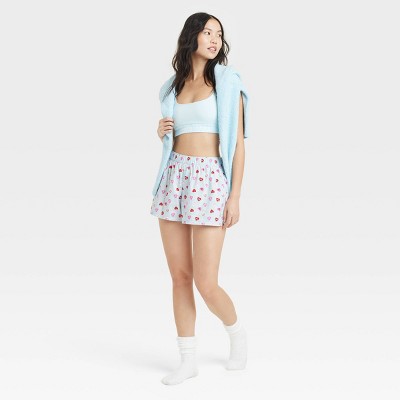 Women's Boxer Pajama Shorts - Colsie™ Blue/Candy Hearts XS