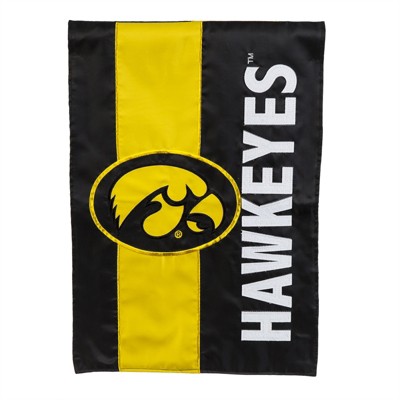 Team Sports America University of Iowa Outdoor Safe Double-Sided Embroidered Logo Applique Garden Flag, 12.5 x 18 inches