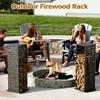 FONTOI 4ft Firewood Rack Fire Wood Storage Heavy Duty Log Rack Outdoor Indoor with Hooks Adjustable Feet Holder Warm Winter, Black, 14.8"*14.8"*44.1" - 2 of 4
