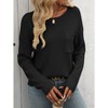 Womens Loose Fit Pullover Sweater Long Sleeve Round Neck Lightweight Pullovers Crop Rib Knit Tops Lounge Outfits Off Shoulder Knitwear - 3 of 4